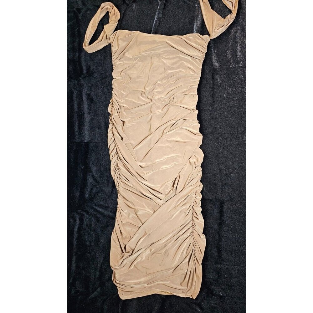 Femme Luxe Ruched Bodycon Party Dress Taupe - SZ 12